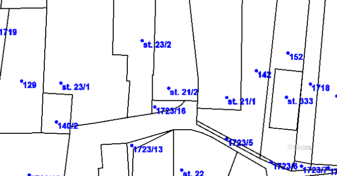 Parcela st. 21/2 v KÚ Vitín, Katastrální mapa