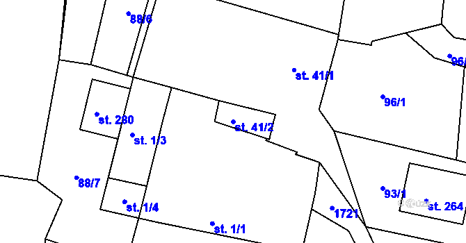 Parcela st. 41/2 v KÚ Vitín, Katastrální mapa