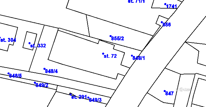 Parcela st. 72 v KÚ Vitín, Katastrální mapa