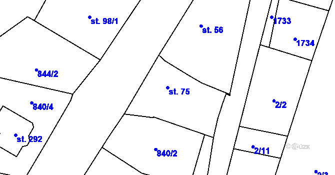 Parcela st. 75 v KÚ Vitín, Katastrální mapa