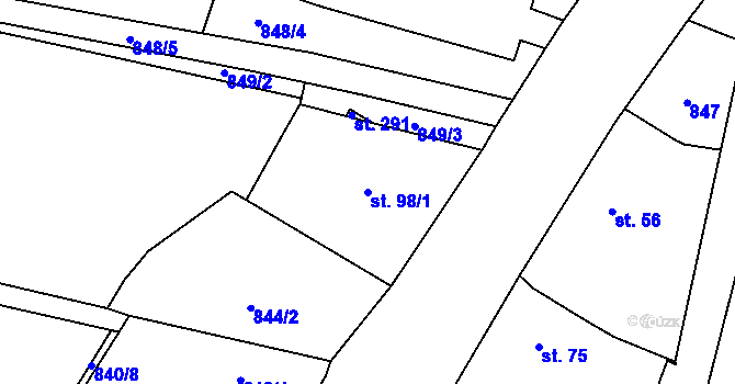 Parcela st. 98/1 v KÚ Vitín, Katastrální mapa