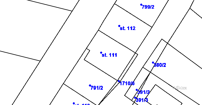 Parcela st. 111 v KÚ Vitín, Katastrální mapa