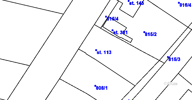 Parcela st. 113 v KÚ Vitín, Katastrální mapa