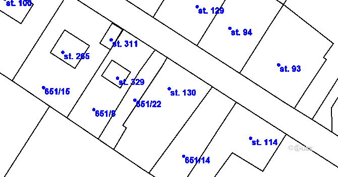 Parcela st. 130 v KÚ Vitín, Katastrální mapa