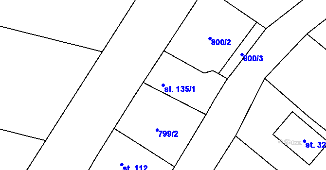 Parcela st. 135/1 v KÚ Vitín, Katastrální mapa