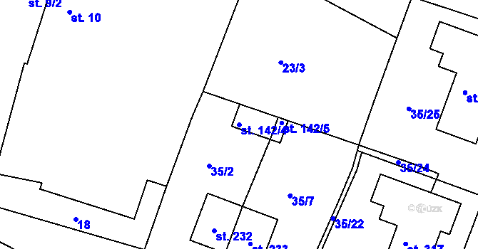 Parcela st. 142/4 v KÚ Vitín, Katastrální mapa