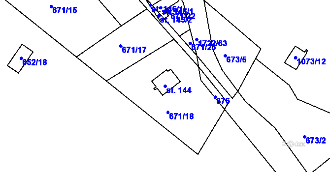Parcela st. 144 v KÚ Vitín, Katastrální mapa