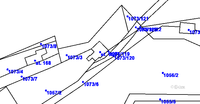 Parcela st. 169/1 v KÚ Vitín, Katastrální mapa
