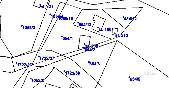 Parcela st. 200 v KÚ Vitín, Katastrální mapa