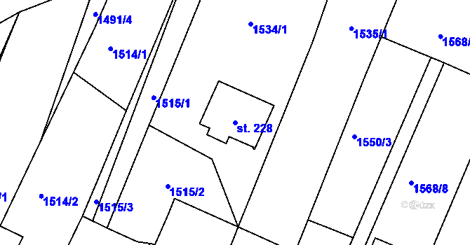Parcela st. 228 v KÚ Vitín, Katastrální mapa