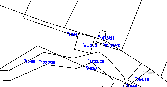 Parcela st. 253 v KÚ Vitín, Katastrální mapa