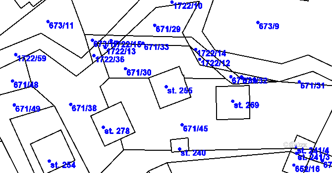 Parcela st. 255 v KÚ Vitín, Katastrální mapa