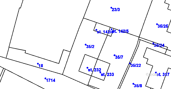 Parcela st. 35/2 v KÚ Vitín, Katastrální mapa