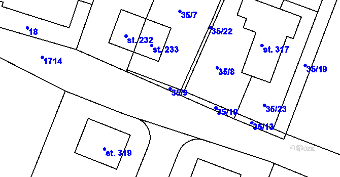Parcela st. 35/9 v KÚ Vitín, Katastrální mapa
