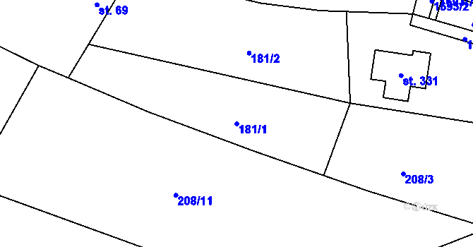 Parcela st. 181/1 v KÚ Vitín, Katastrální mapa