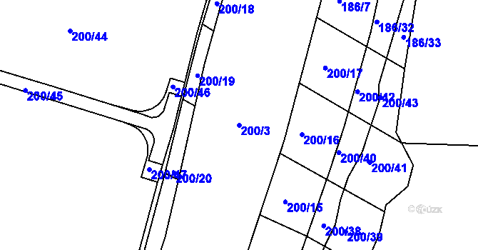 Parcela st. 200/3 v KÚ Vitín, Katastrální mapa