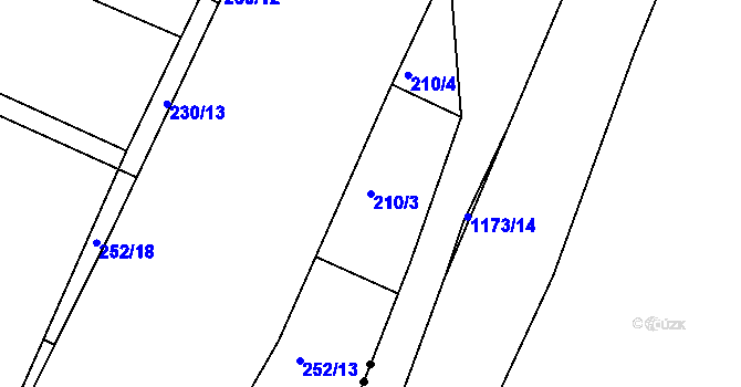 Parcela st. 210/3 v KÚ Vitín, Katastrální mapa