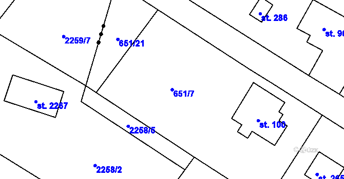 Parcela st. 651/7 v KÚ Vitín, Katastrální mapa