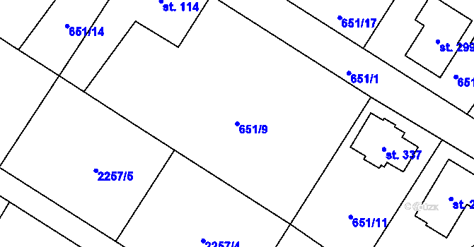 Parcela st. 651/9 v KÚ Vitín, Katastrální mapa