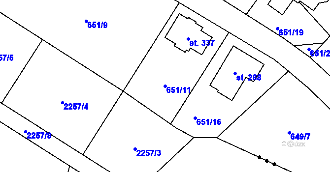 Parcela st. 651/11 v KÚ Vitín, Katastrální mapa