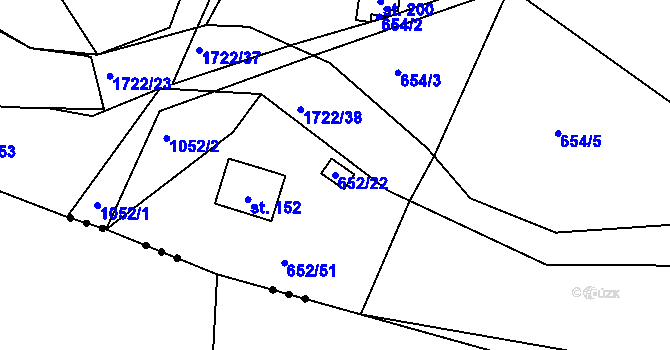 Parcela st. 652/22 v KÚ Vitín, Katastrální mapa