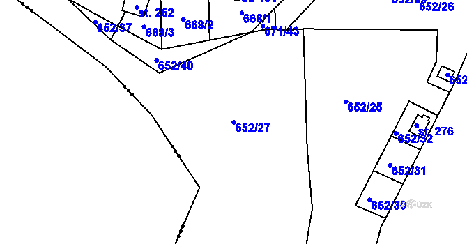 Parcela st. 652/27 v KÚ Vitín, Katastrální mapa