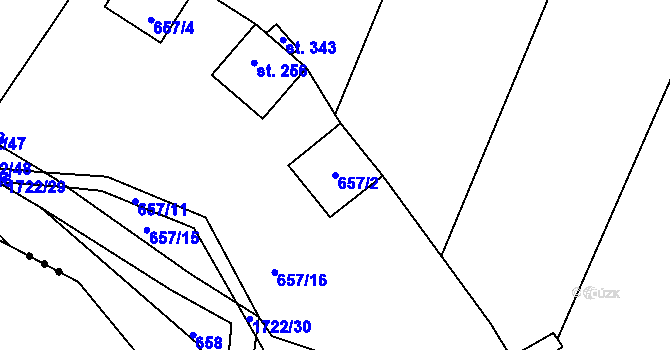 Parcela st. 657/2 v KÚ Vitín, Katastrální mapa