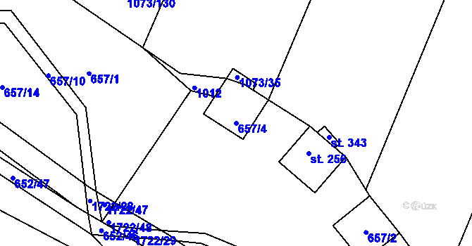 Parcela st. 657/4 v KÚ Vitín, Katastrální mapa