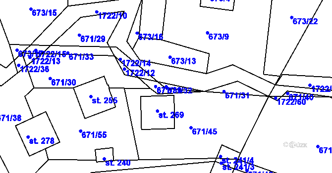 Parcela st. 671/32 v KÚ Vitín, Katastrální mapa