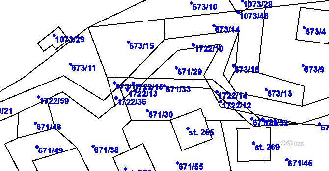 Parcela st. 671/33 v KÚ Vitín, Katastrální mapa
