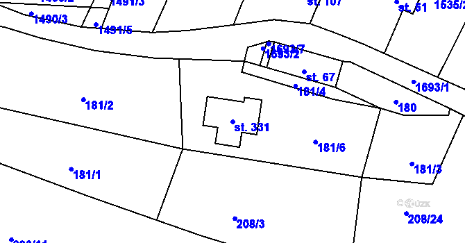 Parcela st. 331 v KÚ Vitín, Katastrální mapa