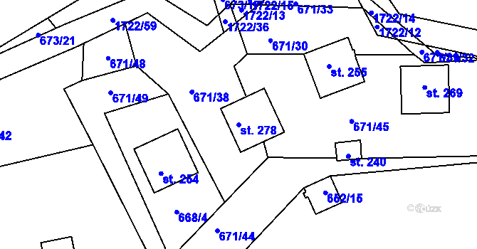 Parcela st. 278 v KÚ Vitín, Katastrální mapa