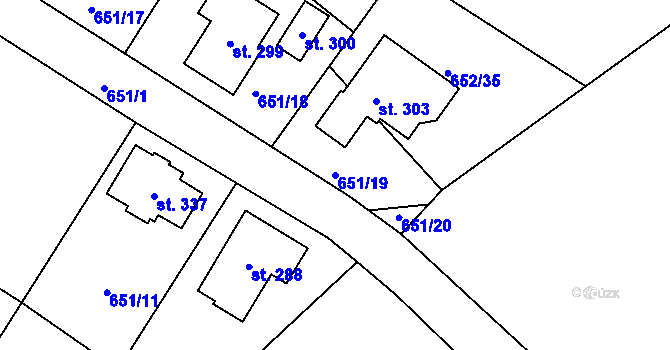 Parcela st. 651/19 v KÚ Vitín, Katastrální mapa