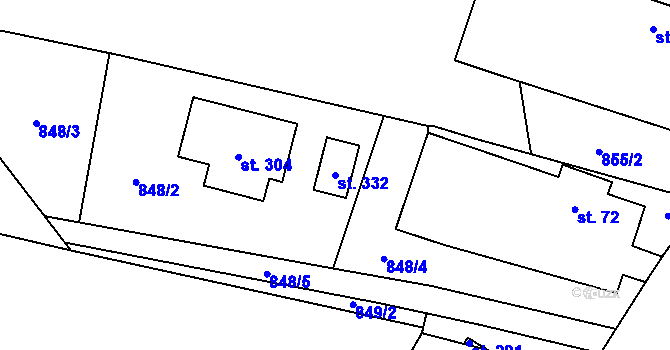 Parcela st. 332 v KÚ Vitín, Katastrální mapa