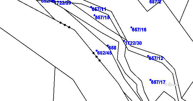 Parcela st. 652/45 v KÚ Vitín, Katastrální mapa