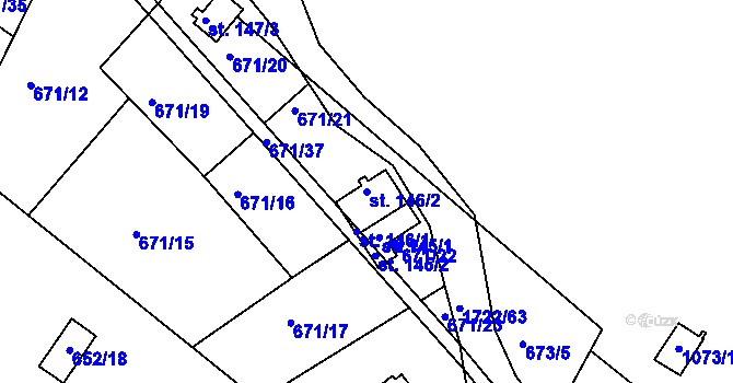 Parcela st. 146/2 v KÚ Vitín, Katastrální mapa