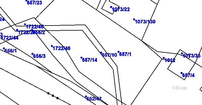 Parcela st. 657/10 v KÚ Vitín, Katastrální mapa