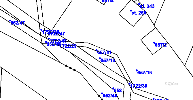 Parcela st. 657/11 v KÚ Vitín, Katastrální mapa