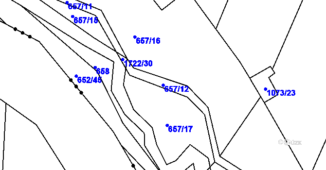 Parcela st. 657/12 v KÚ Vitín, Katastrální mapa