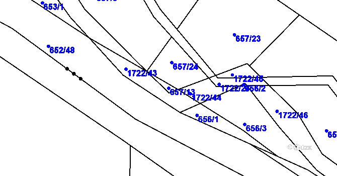 Parcela st. 657/13 v KÚ Vitín, Katastrální mapa