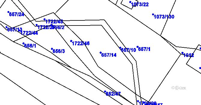 Parcela st. 657/14 v KÚ Vitín, Katastrální mapa
