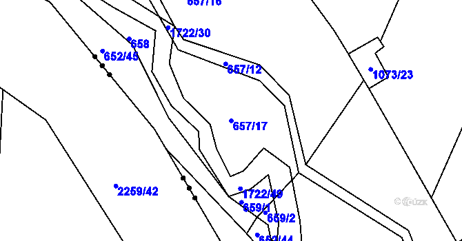 Parcela st. 657/17 v KÚ Vitín, Katastrální mapa