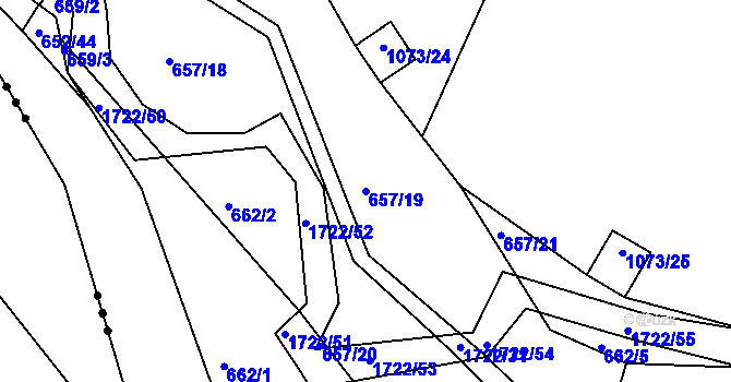 Parcela st. 657/19 v KÚ Vitín, Katastrální mapa