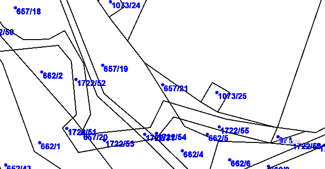 Parcela st. 657/21 v KÚ Vitín, Katastrální mapa