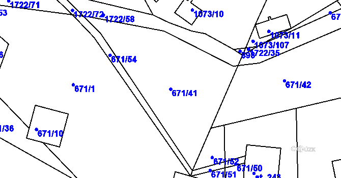 Parcela st. 671/41 v KÚ Vitín, Katastrální mapa