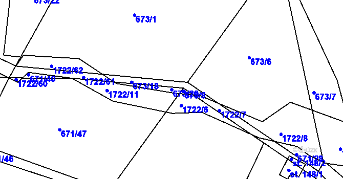 Parcela st. 673/20 v KÚ Vitín, Katastrální mapa