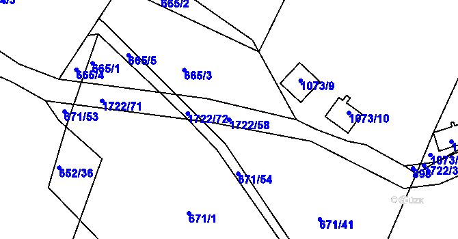 Parcela st. 1722/58 v KÚ Vitín, Katastrální mapa