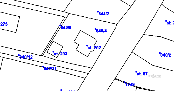 Parcela st. 292 v KÚ Vitín, Katastrální mapa