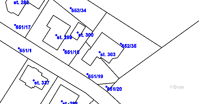 Parcela st. 303 v KÚ Vitín, Katastrální mapa