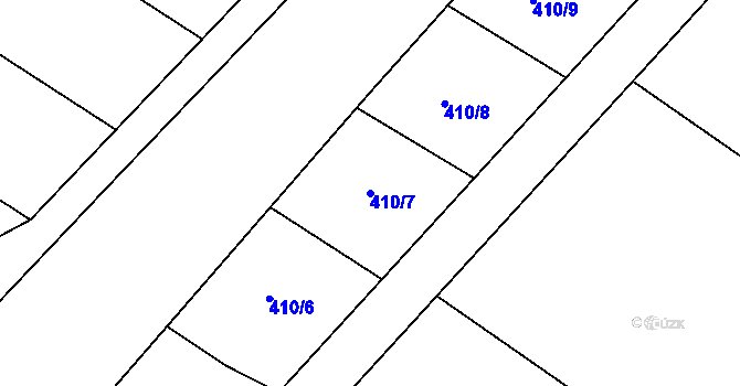 Parcela st. 410/7 v KÚ Vitín, Katastrální mapa